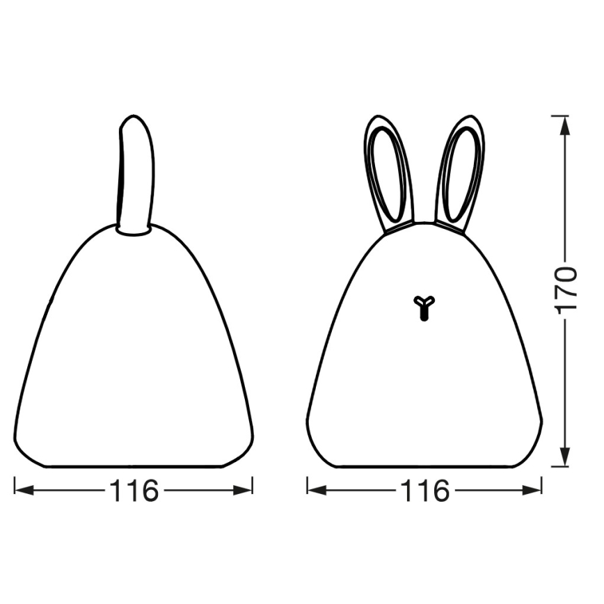 Osram - dodirna LED dječja noćna lampica TOUCH, 2,5 W / 5 V, 1200 mAh, zec