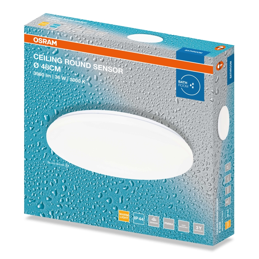 Osram - LED stropno svjetlo za kupaonicu s senzorom sumraka CEILING ROUND LED/36W/230V 4000K Ø 48 cm IP44 bijela