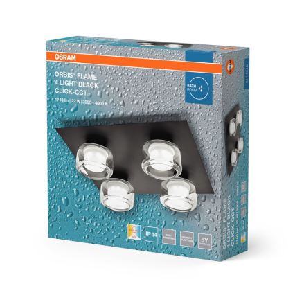 Osram - LED stropno svjetlo za kupaonicu ORBIS FLAME 4xLED/5,5W/230V 3000/4000K IP44 crna