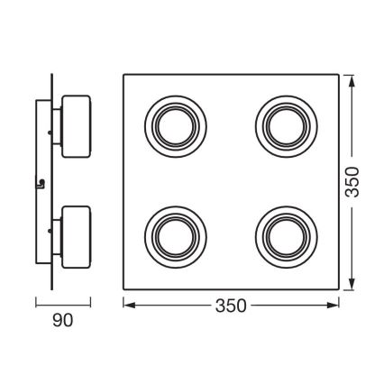 Osram - LED stropno svjetlo za kupaonicu ORBIS FLAME 4xLED/5,5W/230V 3000/4000K IP44 crna