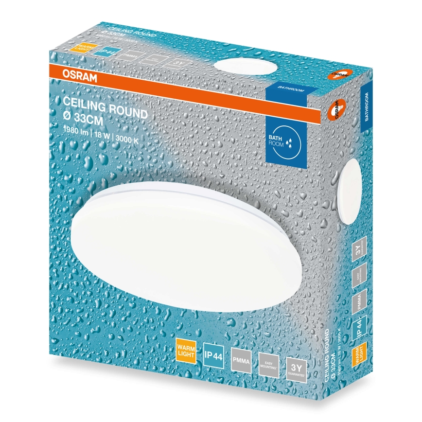 Osram - LED stropna svjetiljka za kupaonicu CEILING ROUND LED/18W/230V 3000K Ø 33 cm IP44 bijela