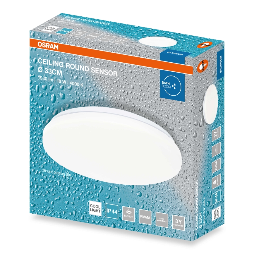 Osram - LED kupaonsko stropno svjetlo sa senzorom sumraka CEILING ROUND LED/18W/230V 4000K Ø 33 cm IP44 bijela