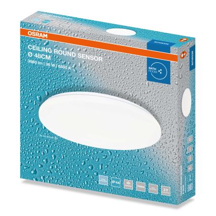 Osram - LED stropno svjetlo za kupaonicu sa senzorom sumraka CEILING ROUND LED/36W/230V 6500K Ø 48 cm IP44 bijela