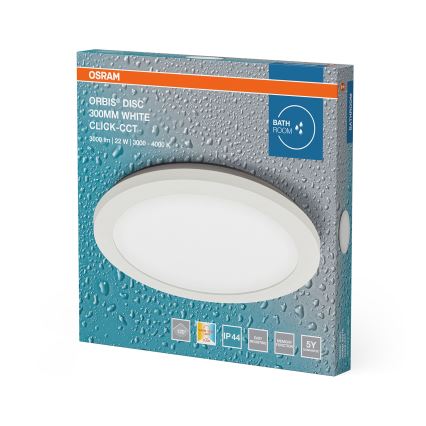 Osram - LED kupaonska stropna svjetiljka ORBIS DISC, LED 22W, 230V, 3000/4000K, promjer 30 cm, IP44, bijela