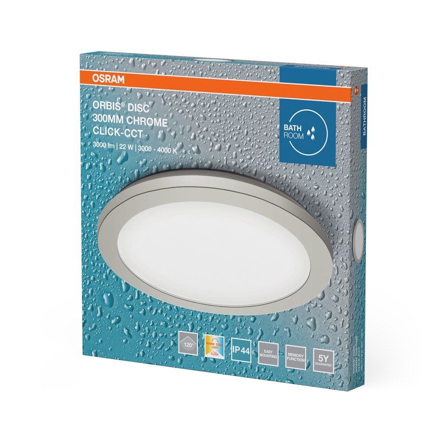 Osram - Kupaonsko LED stropno svjetlo ORBIS DISC LED/22W/230V 3000/4000K Ø 30 cm IP44 matni krom