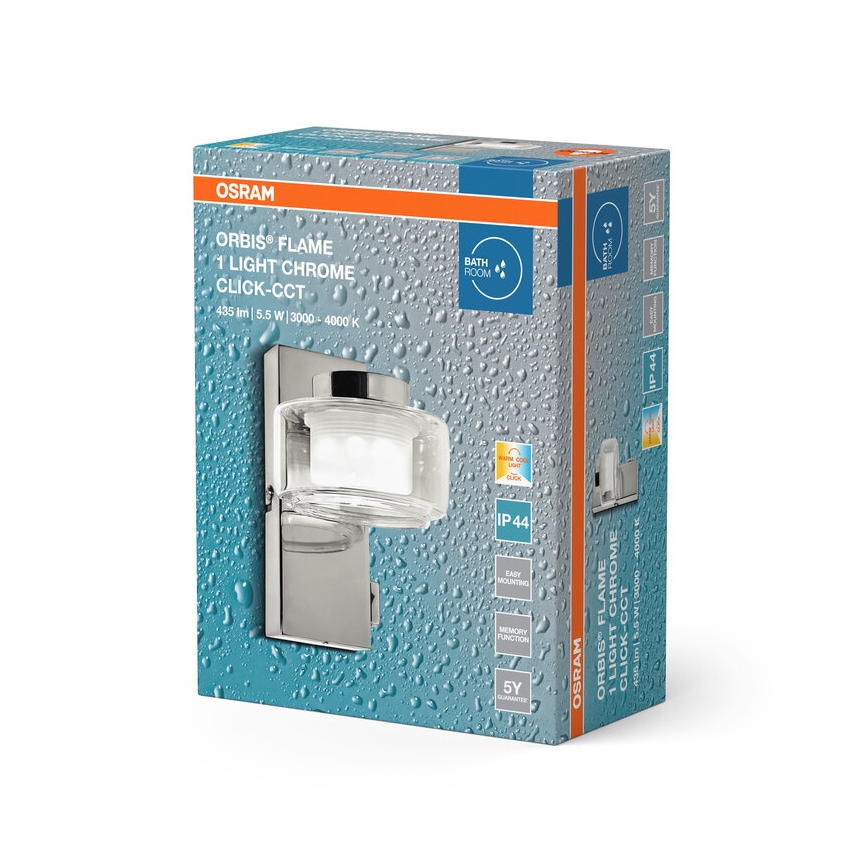 Osram - LED zidno svjetlo za kupaonicu ORBIS FLAME LED/5,5W/230V 3000/4000K IP44 sjajni krom