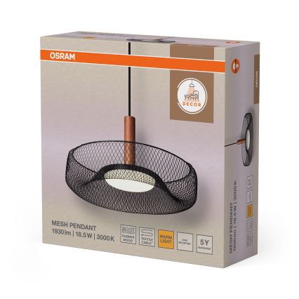 Osram - LED luster na sajli DECOR MESH LED/18,5W/230V prom. 40 cm crna/kaučukovo drvo