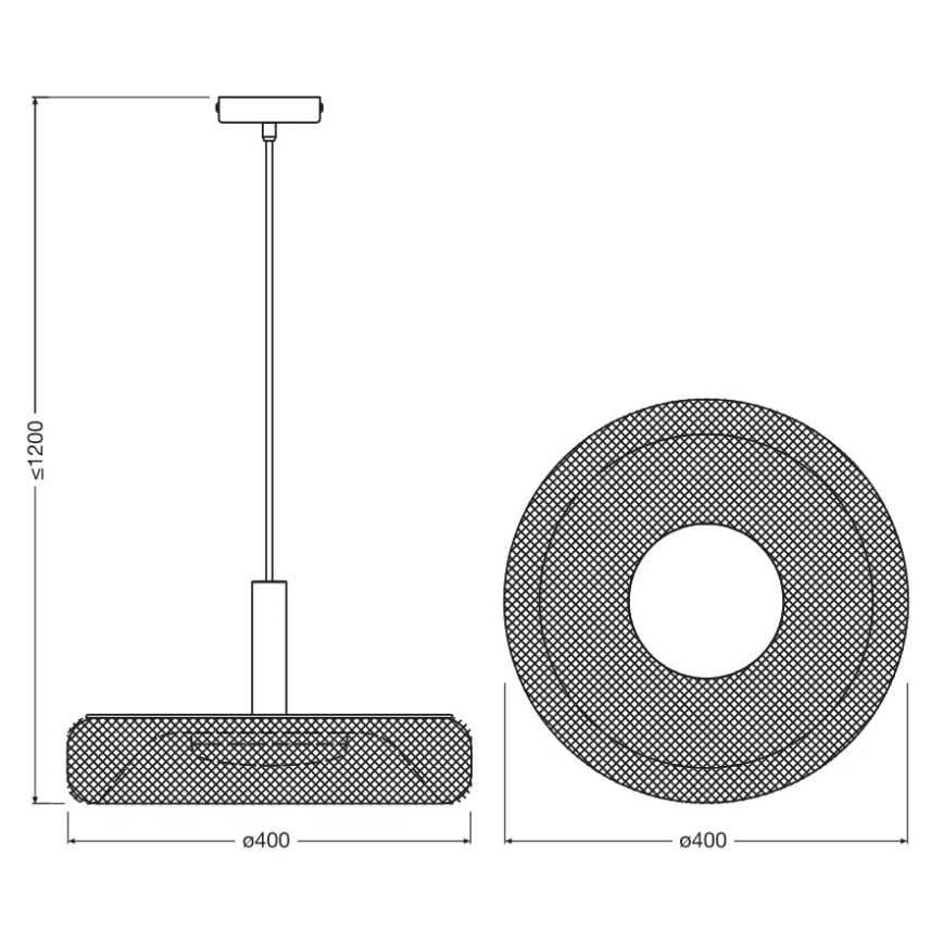 Osram - LED luster na sajli DECOR MESH LED/18,5W/230V prom. 40 cm crna/kaučukovo drvo