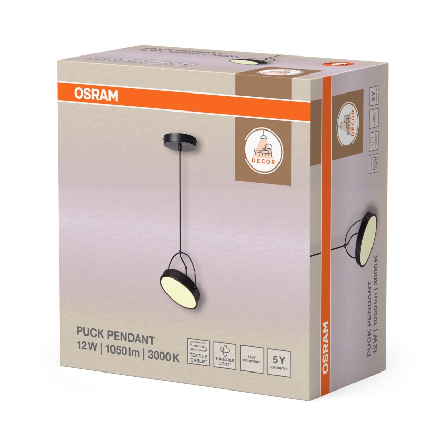 Osram - LED luster na sajli DECOR PUCK LED/12W/230V crni