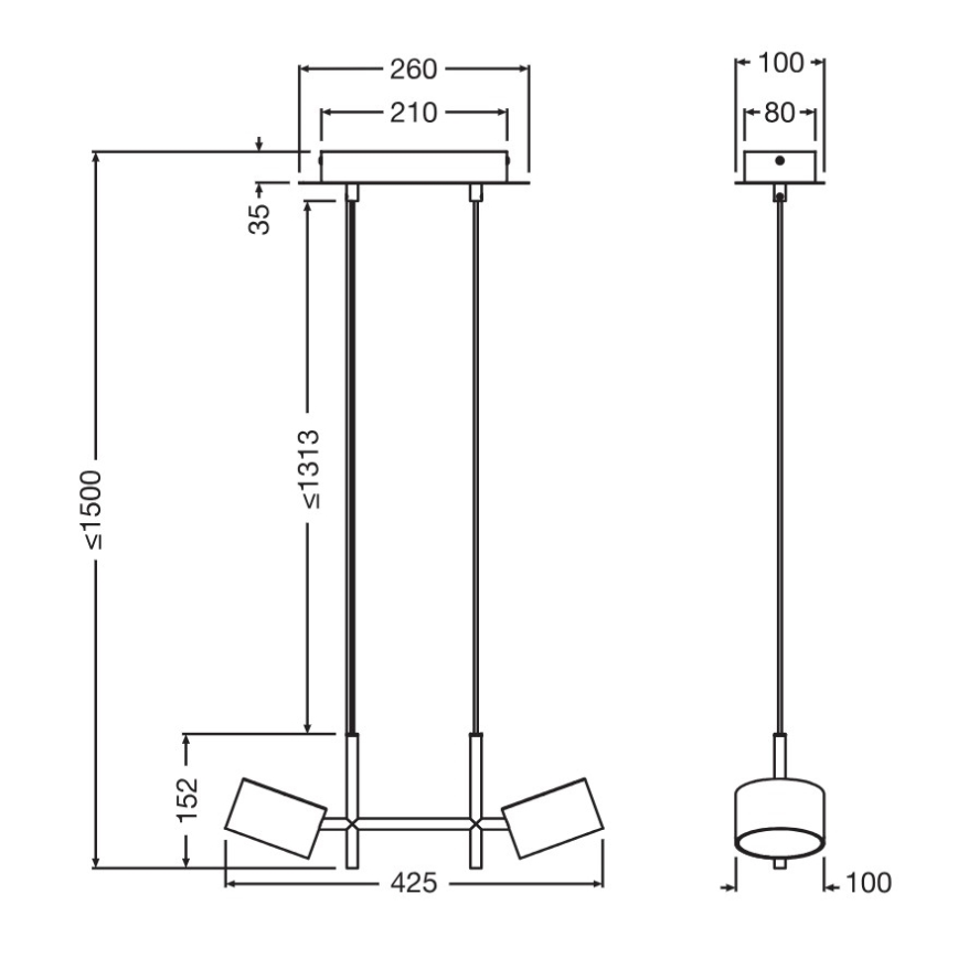 Osram - LED viseći luster na sajli DECOR KYOTO s mogućnošću prigušivanja 2xLED/10W/230V CRI 90 crna