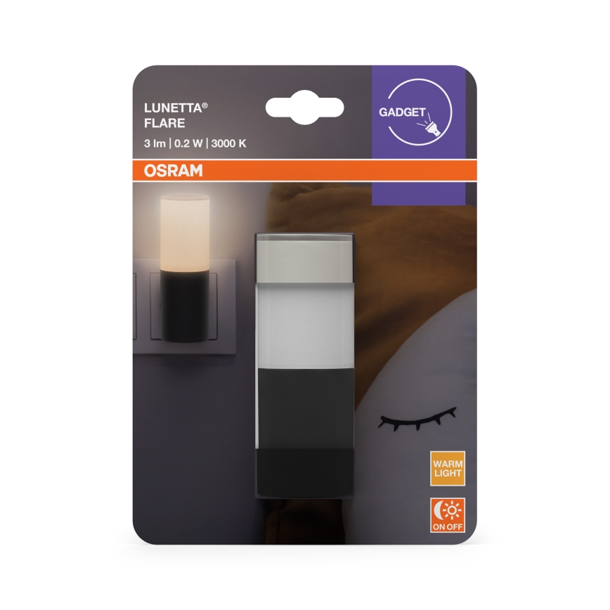 Osram - LED noćno svjetlo sa senzorom sumraka LUNETTA LED/0,2W/230V crna