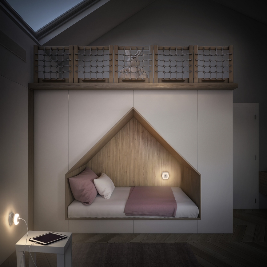 Osram - LED orijentacijsko svjetlo za utičnicu s USB-om LUNETTA LED/15W/230V bijela