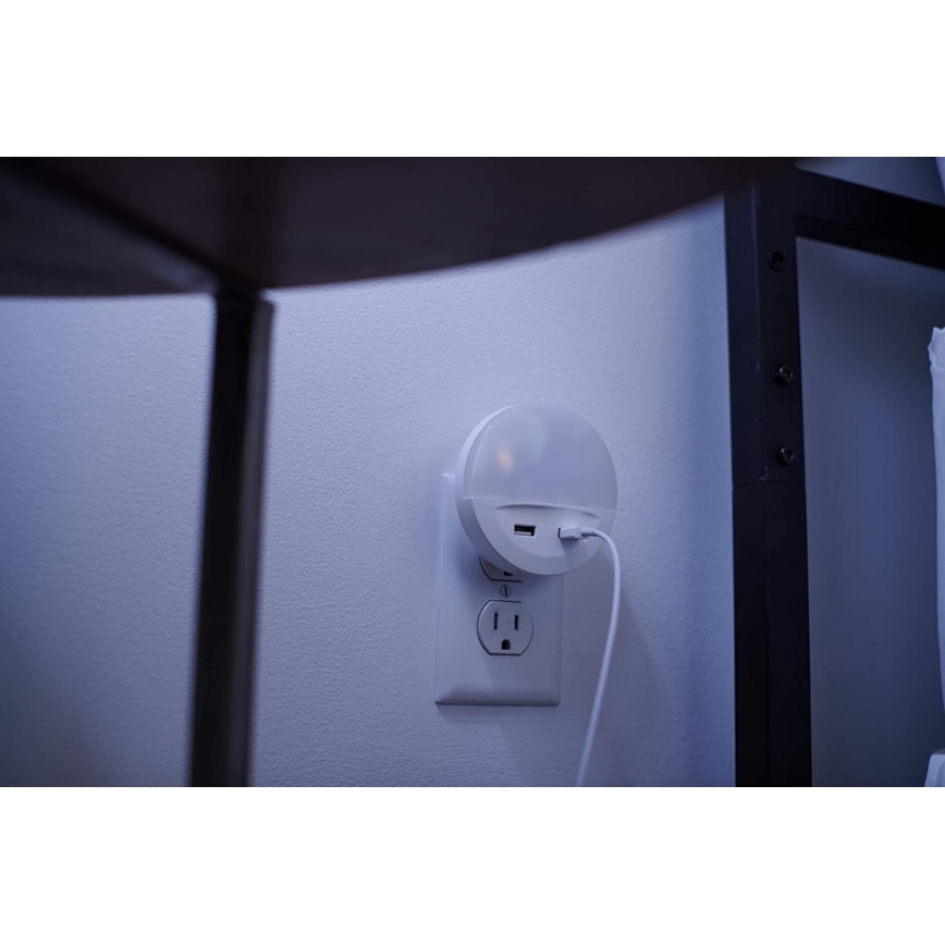 Osram - LED noćno svjetlo za utičnicu sa senzorom LUNETTA 2xUSB LED/13W/230V