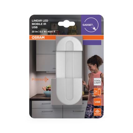 Osram - LED orijentacijsko svjetlo sa senzorom pokreta MOBILE LED/0,5W/3,7V 330 mAh CRI 90 bijela