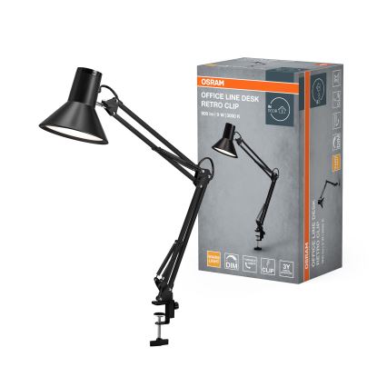Osram - Prigušiva stolna lampa s kopčom OFFICE LINE LED/9W/230V 3000K crna