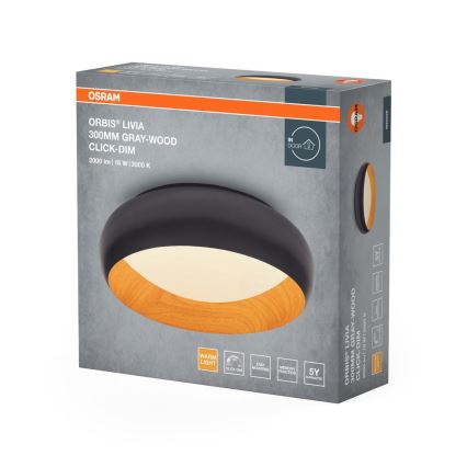 Osram - LED prigušivo stropno svjetlo ORBIS LIVIA LED/16W/230V Ø 30 cm antracit/smeđa