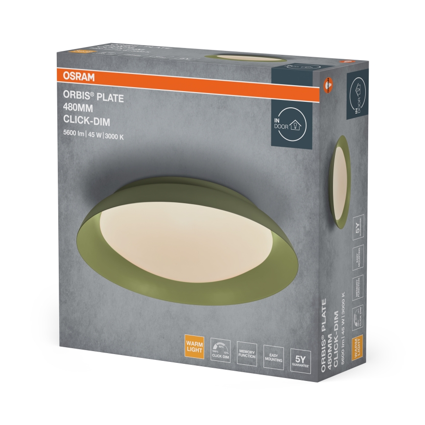 Osram - LED stropno svjetlo s mogućnošću prigušivanja PLATE LED/45W/230V Ø 48 cm zeleno