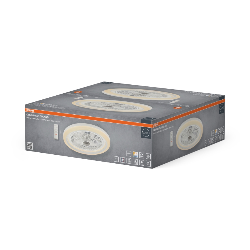 Osram - LED stropno svjetlo s mogućnošću prigušivanja i ventilatorom SOLANO LED/26W/230V 3000/4000/6500K + daljinski upravljač