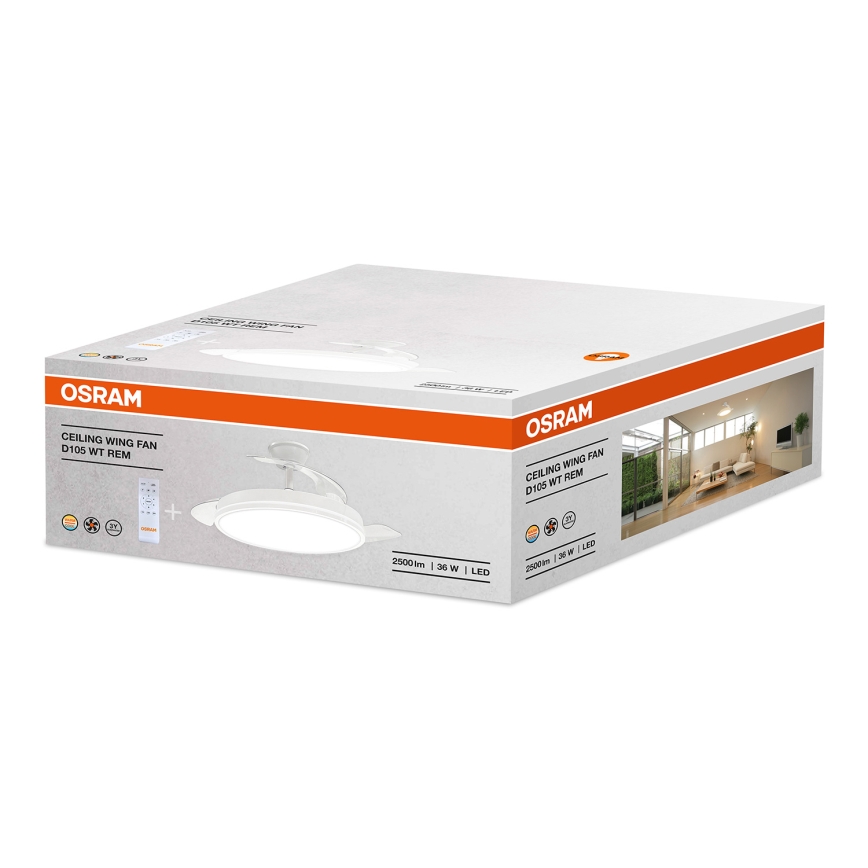 Osram - LED prigušiva svjetiljka s ventilatorom WING LED/36W/230V 3000/4000/6000K +daljinski upravljač