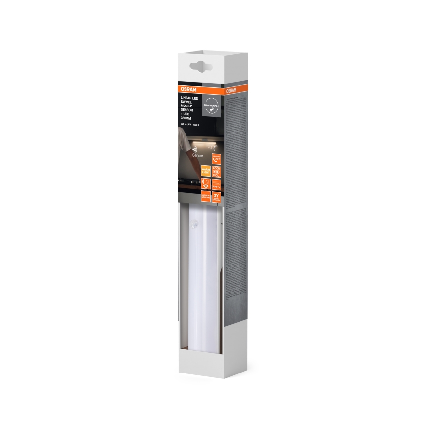 Osram - LED prigušivo svjetlo za ispod ormarića s senzorom pokreta i sumraka LINEAR LED/5W/3,7V 2200 mAh 3000K 35 cm bijela