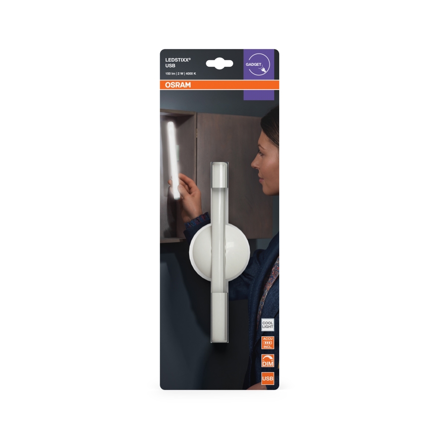 Osram - Punjiva orijentacijska LED svjetiljka s mogućnošću prigušivanja LEDSTIXX LED/2W/5V CRI 90 bijela