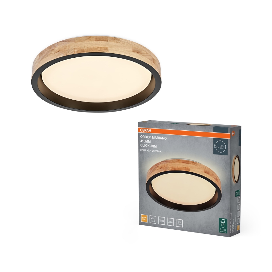 Osram - LED prigušivo stropno svjetlo MARIANO LED/24W/230V Ø 41 cm hrast/crna