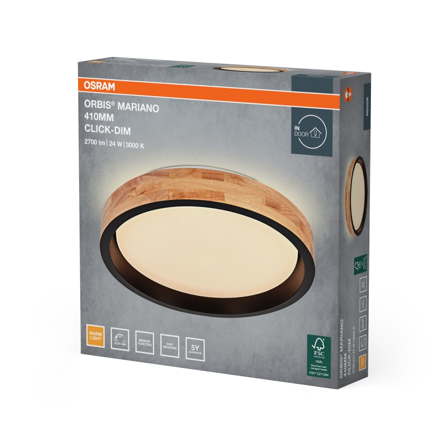 Osram - LED prigušivo stropno svjetlo MARIANO LED/24W/230V Ø 41 cm hrast/crna