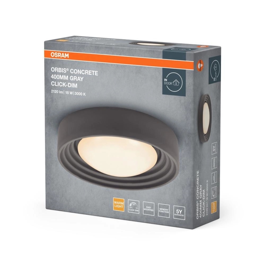 Osram - LED prigušivo stropno svjetlo ORBIS CONCRETE LED/18W/230V Ø 40 cm siva/beton