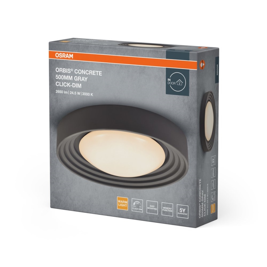 Osram - LED prigušivo stropno svjetlo ORBIS CONCRETE LED/24,5W/230V pr. 50 cm siva/beton