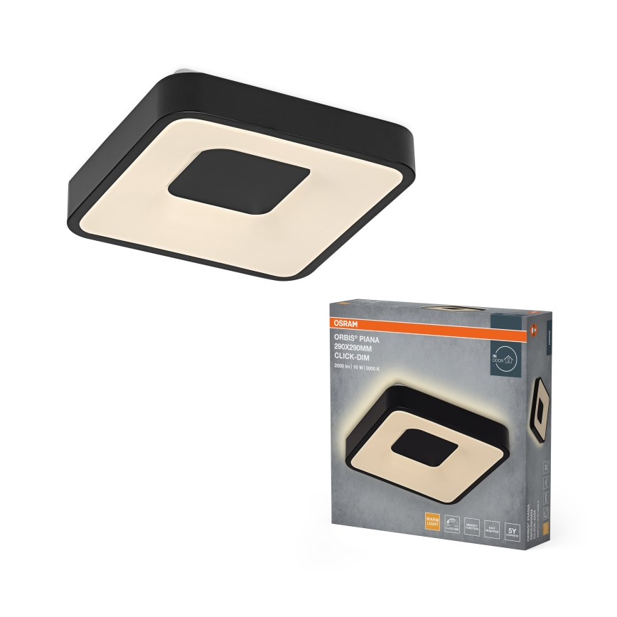 Osram - LED prigušivo stropno svjetlo ORBIS PIANA LED/16W/230V 29x29 cm crna