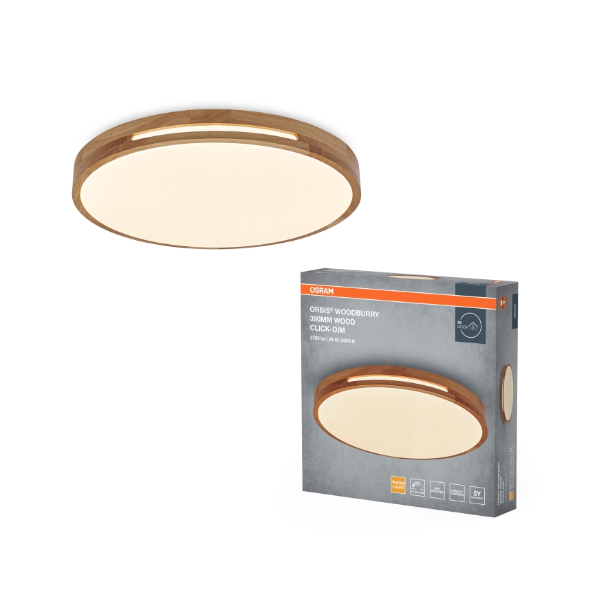 Osram - LED stropna svjetiljka s mogućnošću prigušivanja ORBIS WOODBURRY LED/24W/230V Ø 39 cm bež