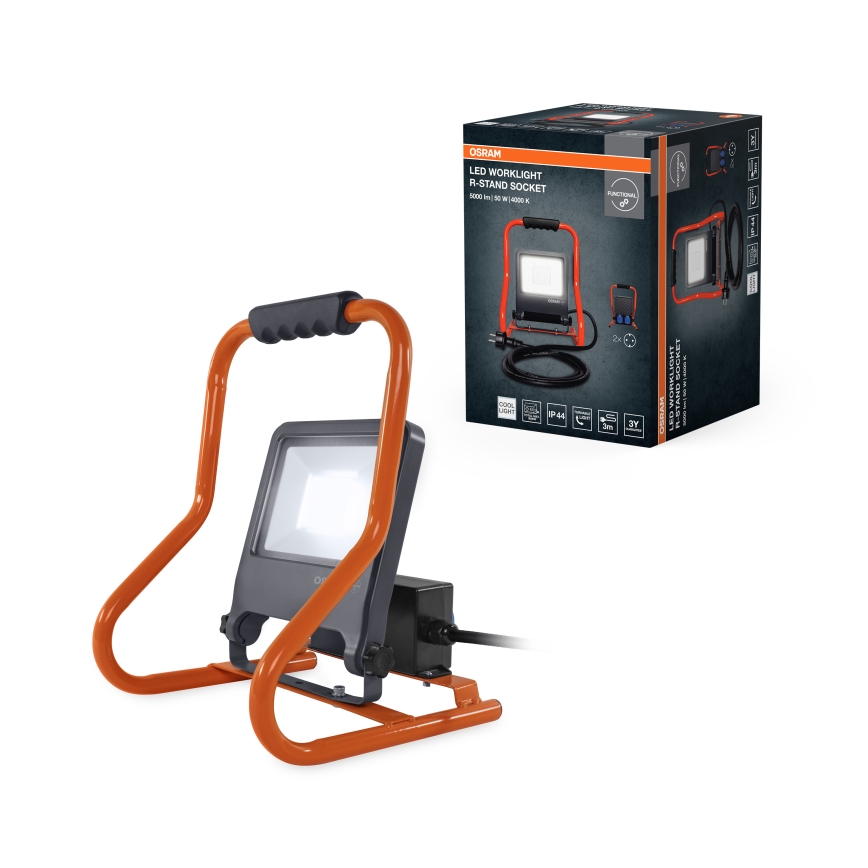 Osram - LED reflektor s držačem i utičnicama R-STAND LED/50W/230V 4000K IP44 narančasta/antracit