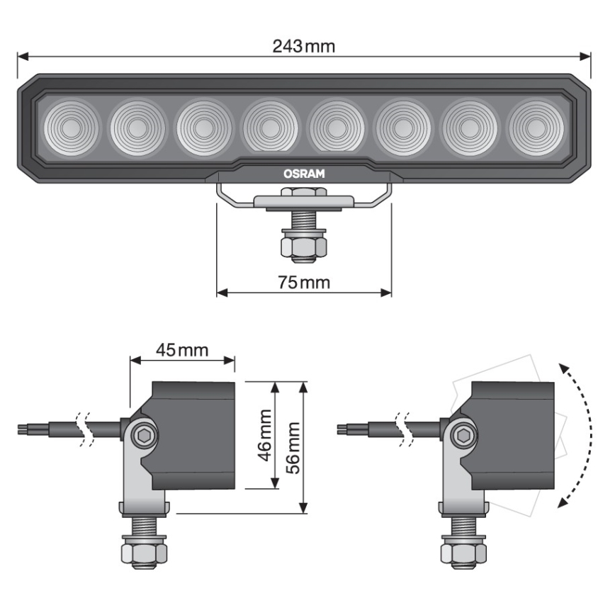 Osram - LED spot svjetlo za automobil LIGHTBAR WL VX250-WD LED/36W/12/24V 6000K IP69