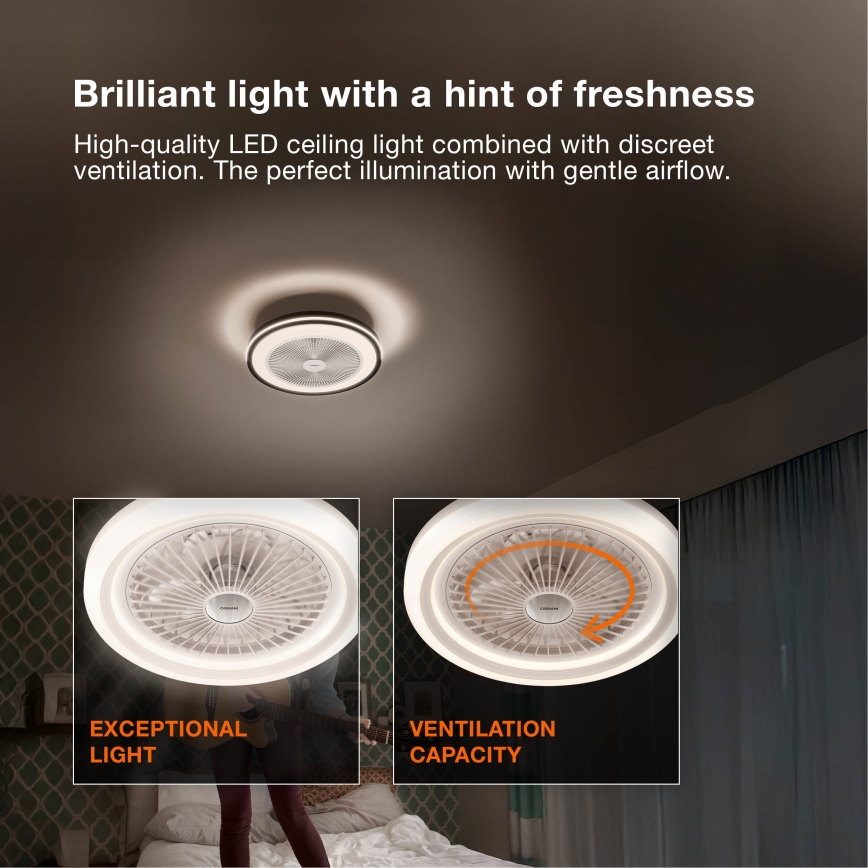 Osram - LED prigušivo stropno svjetlo s ventilatorom MURLAN LED/26W/230V 3000-6500K + daljinsko upravljanje