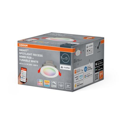Osram - LED RGB prigušivo ugradno svjetlo SMART+ DOWNLIGHT LED/4,5W/230V 3000-6500K Wi-Fi