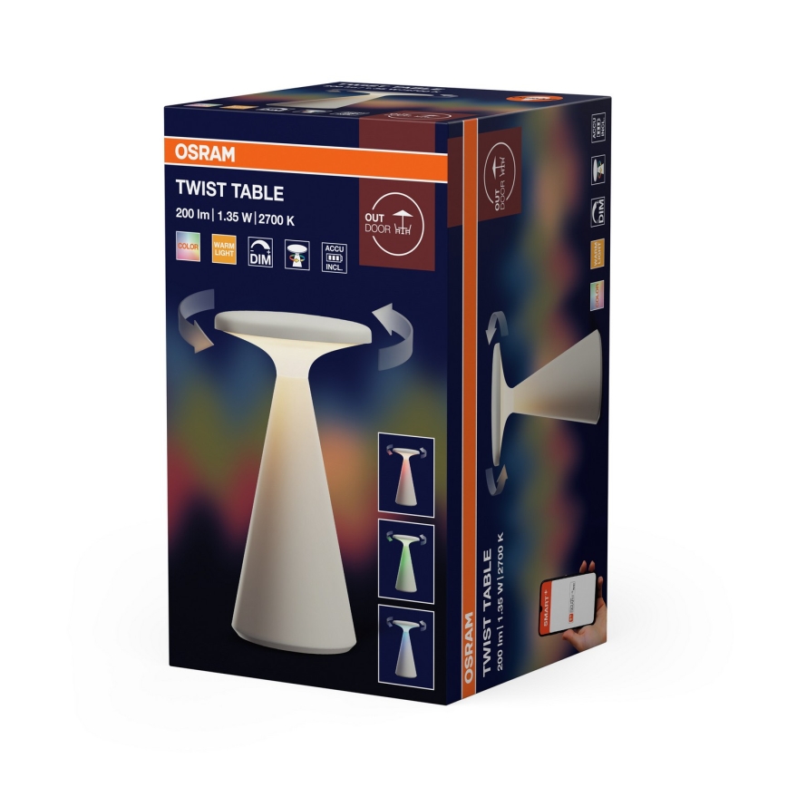 Osram - LED RGB prigušiva vanjska stolna lampa s dodirnim upravljanjem i punjiva SMART+ TWIST LED/1,35W/3,7V 1800 mAh IP44