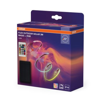 Osram - LED RGBW solarna LED traka s mogućnošću prigušivanja FLEX MAGIC 3m LED/1,2W/3,7V 2000 mAh IP44 + daljinski upravljač