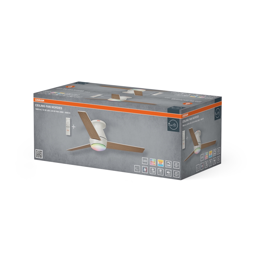 Osram - LED RGB stropni ventilator s prigušivanjem NORDES LED/18W/230V 3000-6500K + daljinski upravljač