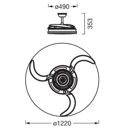 Osram - LED RGB prigušivo stropno svjetlo s ventilatorom CIERZO LED/35W/230V 3000-6500K + daljinski upravljač