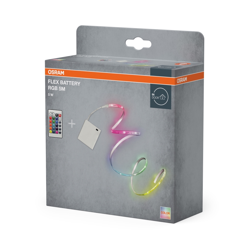 Osram - LED RGB traka s mogućnošću prigušivanja FLEX BATTERY 5m LED/5W/4xAA + daljinski upravljač