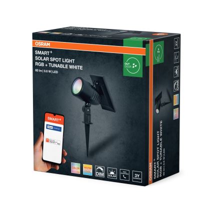 Osram - LED RGBW solarna lampa s mogućnošću prigušivanja SMART+ SOLAR LED/0,6W/3,7V 2000 mAh 3000-6500K IP44