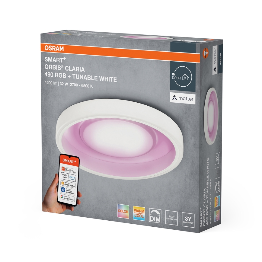 Osram - LED RGBW prigušivo stropno svjetlo SMART+ CLARIA LED/32W/230V Ø 49 cm 2700-6500K Wi-Fi