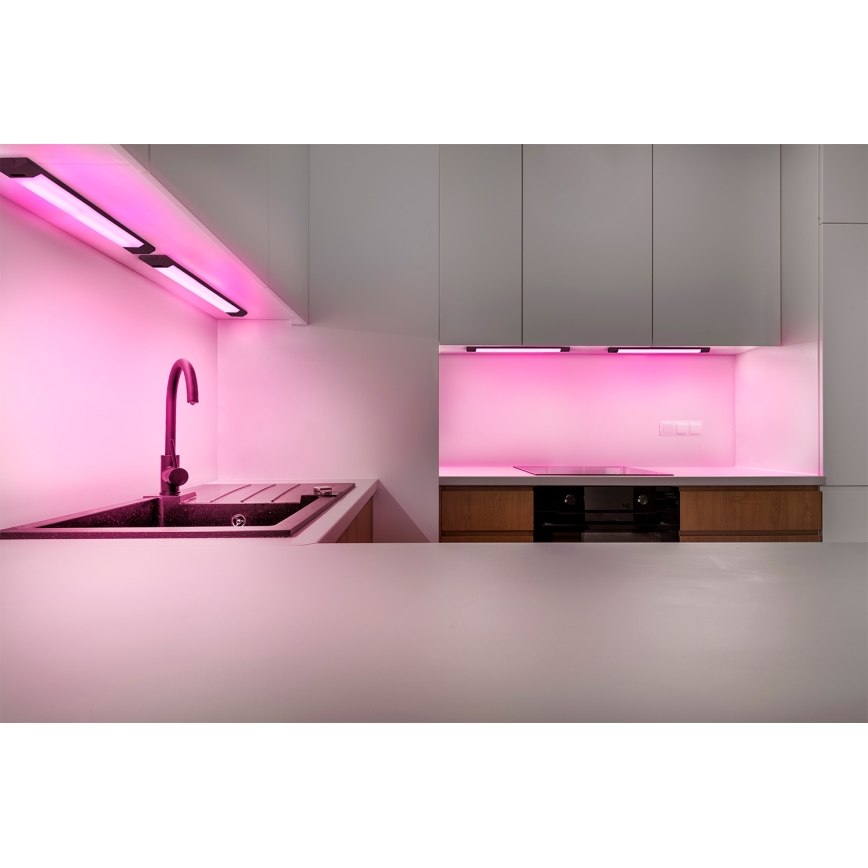 Osram - LED RGBW svjetlo za ispod ormarića s mogućnošću prigušivanja i detektorom pokreta LINEAR EDGE LED/8W/230V 50 cm crna + daljinski upravljač