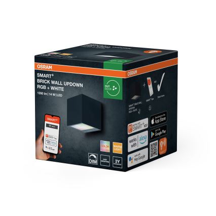Osram - LED RGBW prigušiva vanjska zidna svjetiljka SMART+ BRICK LED/14W/230V IP44 Wi-Fi