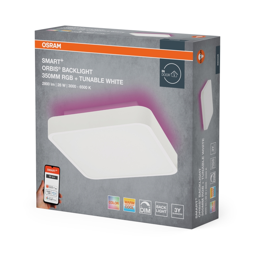 Osram - LED RGBW stropno svjetlo s mogućnošću prigušivanja SMART+ ORBIS LED/28W/230V 35x35 cm 2700-6500K Wi-Fi