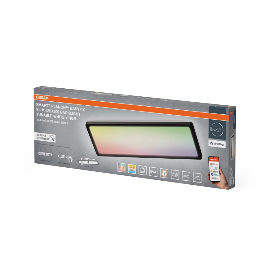 Osram - LED RGBW prigušivo stropno svjetlo SMART+ PLANON LED/30W/230V 2800-6500K 58x20 cm Wi-Fi IP54 crne boje