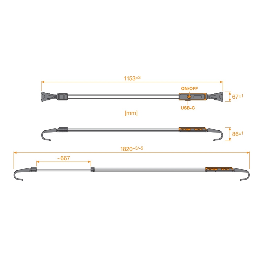 Osram - Punjiva LED inspekcijska svjetiljka s mogućnošću prigušivanja LEDINSPECT UNDERBONNET LED/16W/3,7V IP65