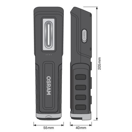 Osram - Punjiva LED svjetiljka s mogućnošću prigušivanja LEDINSPECT WIRE-FREE PRO 600 LED/5W/3,7V IP54