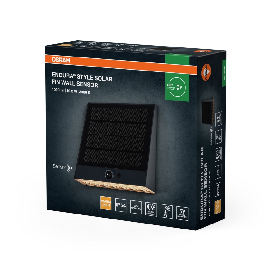 Osram - LED solarna zidna svjetiljka sa senzorom ENDURA STYLE LED/10,2W/4,2V 2000 mAh IP54 antracitna