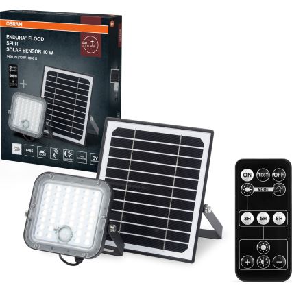 Osram - LED solarni reflektor s mogućnošću prigušivanja i senzorom ENDURA LED/10W/4,2V 4000K IP65 crni + s daljinskim upravljačem